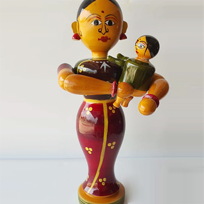 "Etikoppaka Wooden Mother and Child -A 44 - Click here to View more details about this Product